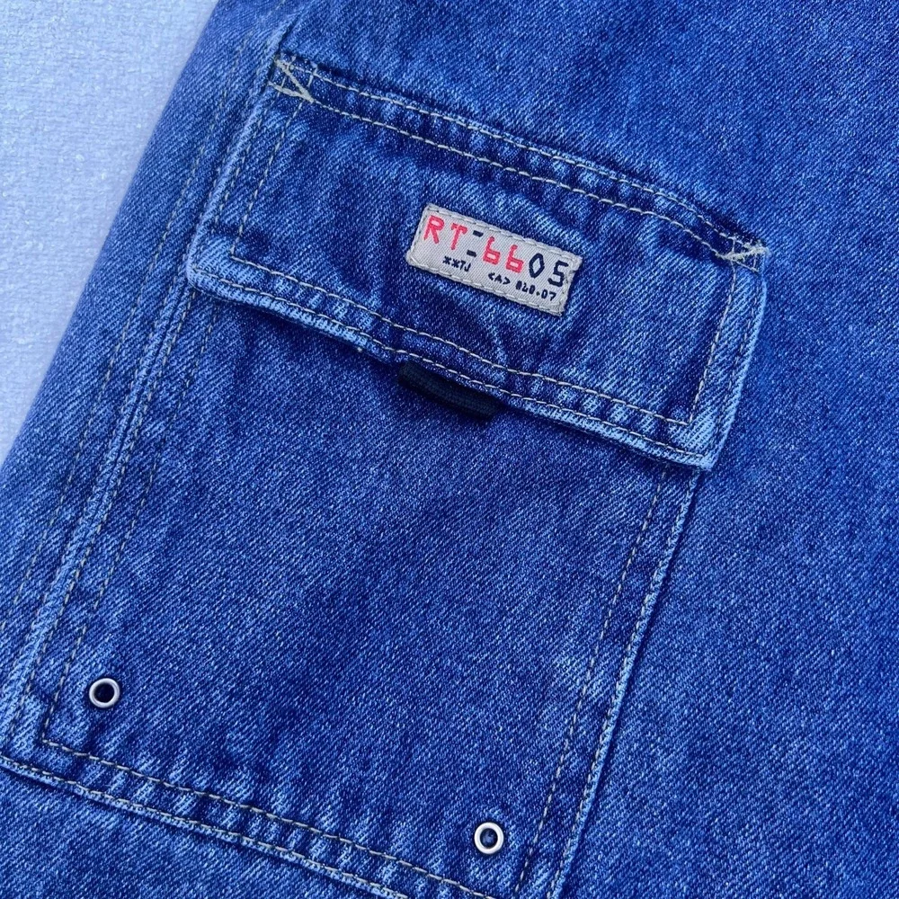 VTG Y2K Route 66 Men's Cargo Denim Shorts Casual Summer Utility Pockets Size 36